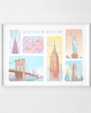 Landmarks of New York Fine Art Print by Mike Green