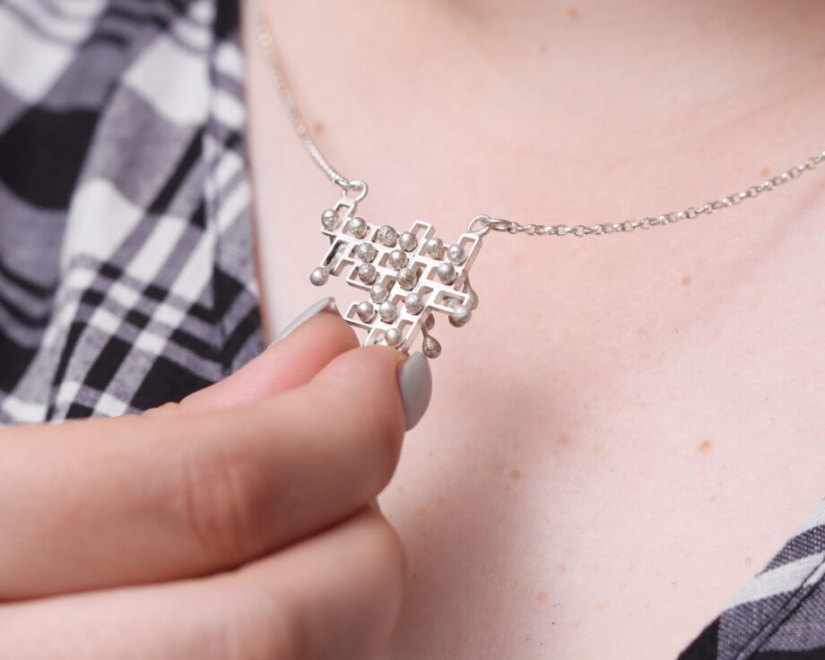 Kinetic fidget large silver pendant, style 2.