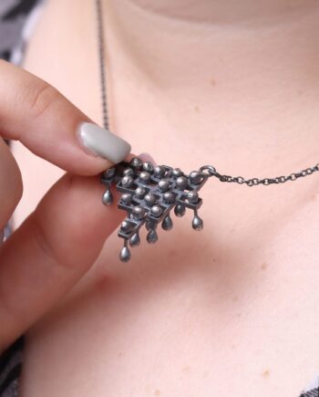 Kinetic fidget large silver pendant, style 2.