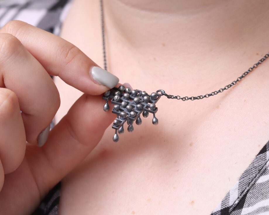 Kinetic fidget large silver pendant, style 2.