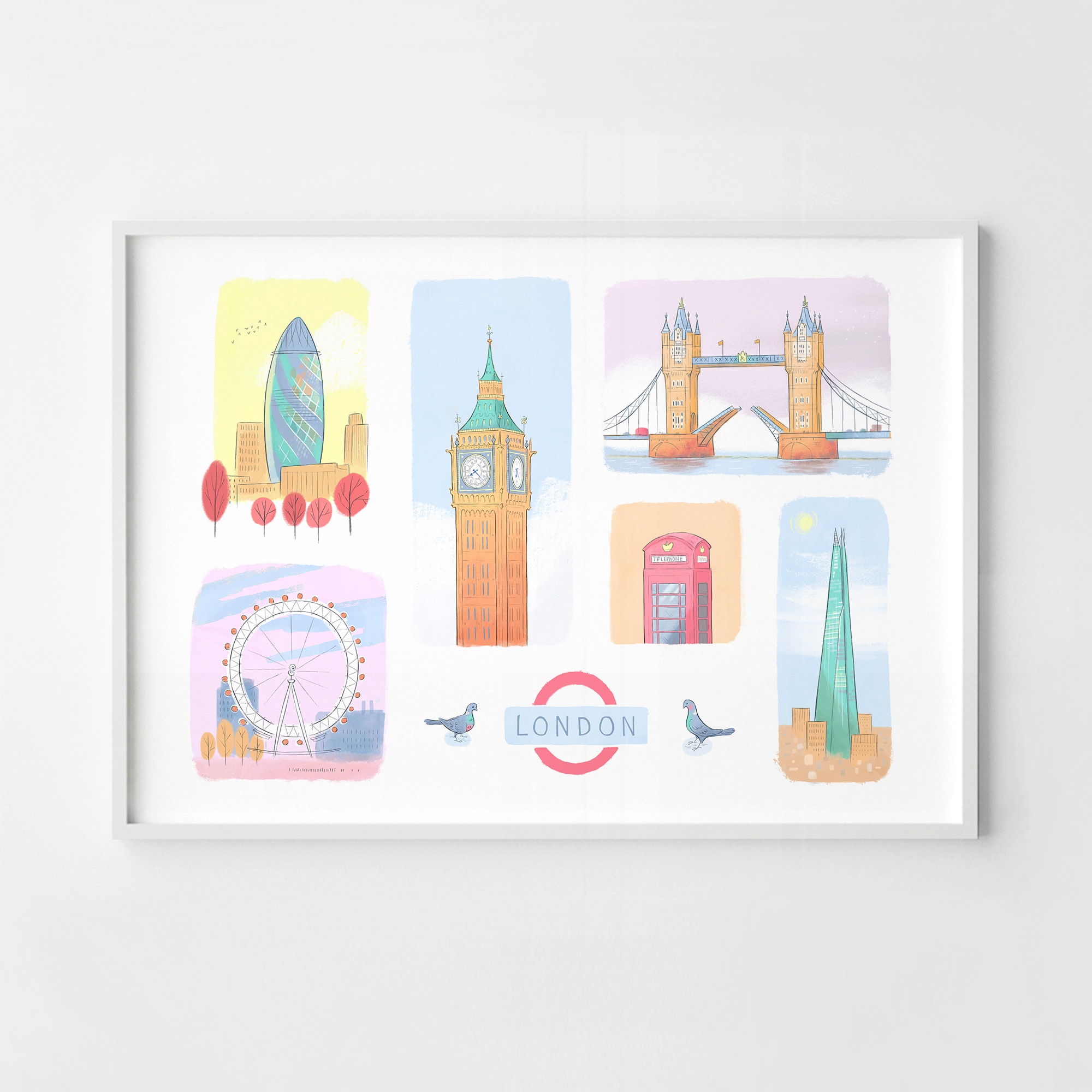 Landmarks of London Fine Art Print by Mike Green - Gifts for London Lovers