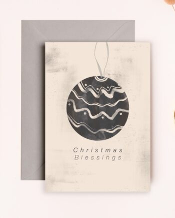 Christmas Blessings Bauble Greeting Card - with Grey Envelope