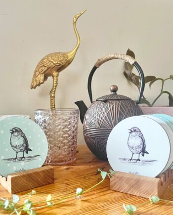 Happy Robin Coasters - Pack of 4 - White