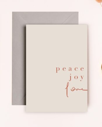 ‘Peace Joy Love’ A6 Greeting Card with Grey Envelope