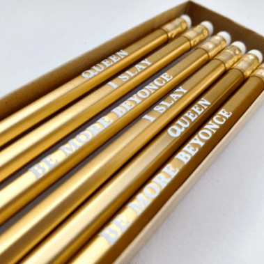 Six gold BEYONCE pencils