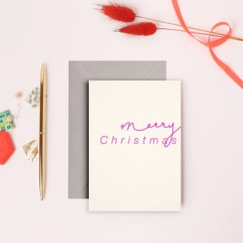 Merry Christmas Neon Pink Greeting Card