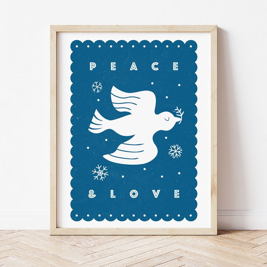 Navy festive Peace and Love print