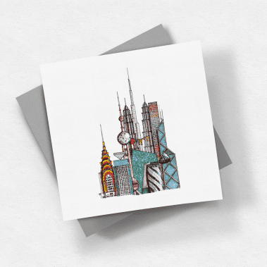 City in Colour Blank Greetings Card