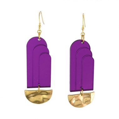 art deco earrings gold and purple