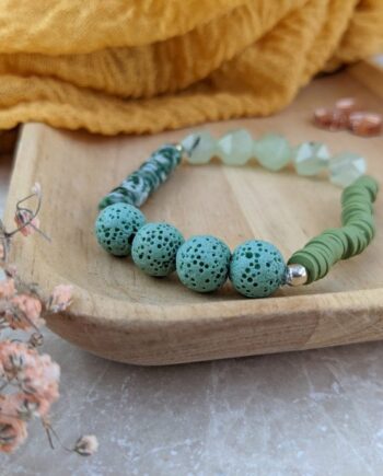 Aventurine and Lava bead gemstone bracelet