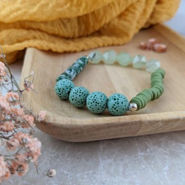 Aventurine and Lava bead gemstone bracelet