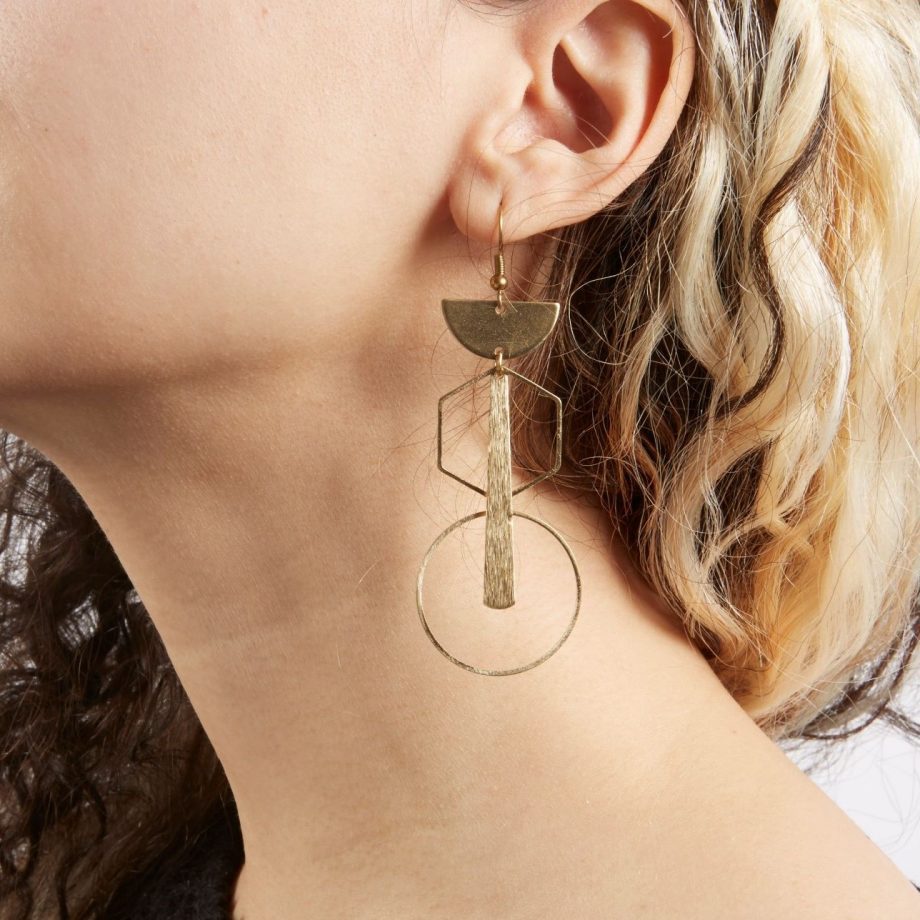 Mismatch Geometric Statement Earrings