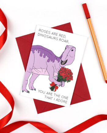 Roses are red dinosaur Valentine's card