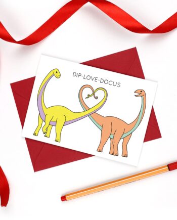 Diplodocus Dinosaur Valentine's Day Card