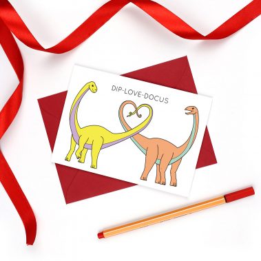 Diplodocus Dinosaur Valentine's Day Card