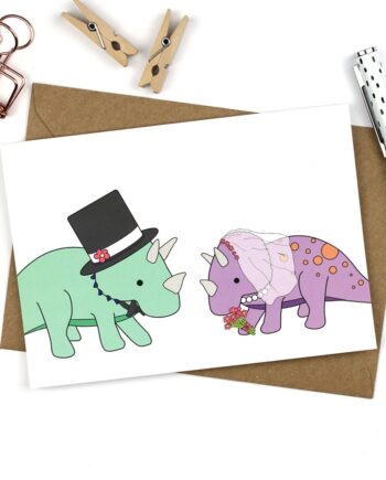 Triceratops Dinosaur Wedding Card
