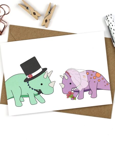 Triceratops Dinosaur Wedding Card