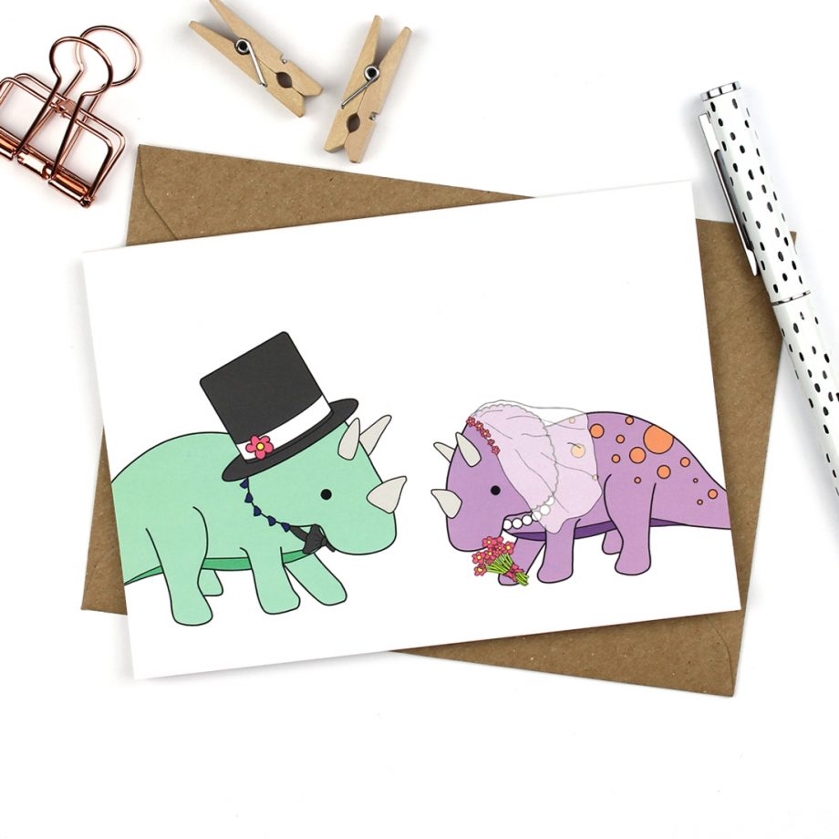 Triceratops Dinosaur Wedding Card