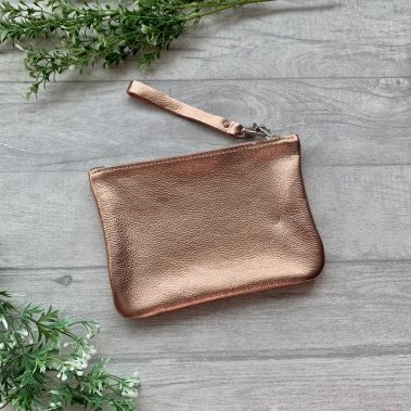 Rose Gold Leather Clutch Bag
