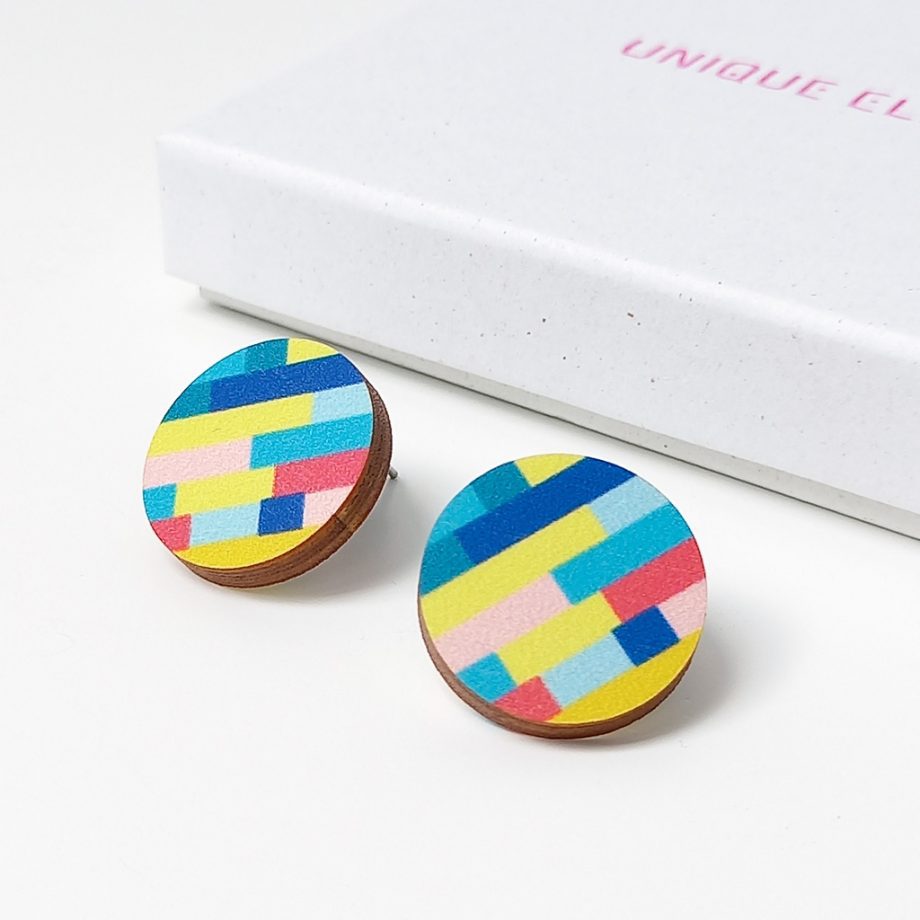 Diagonal Wooden Stud Earrings