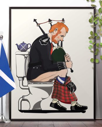 Scottish Bagpipe Player on the Toilet