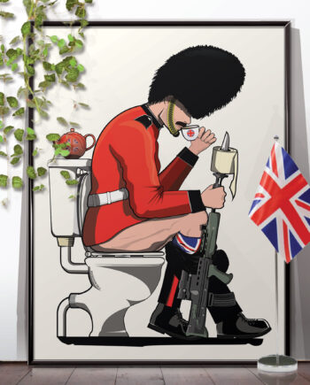 British Soldier on the Toilet Funny Bathroom Humour Art Print