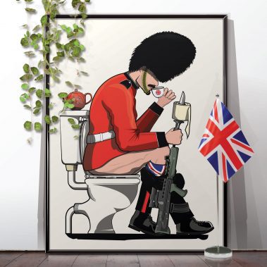 British Soldier on the Toilet Funny Bathroom Humour Art Print