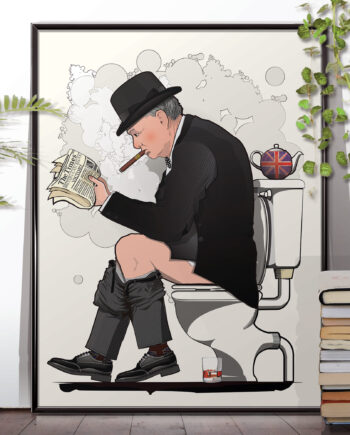 Churchill on the Toilet Print