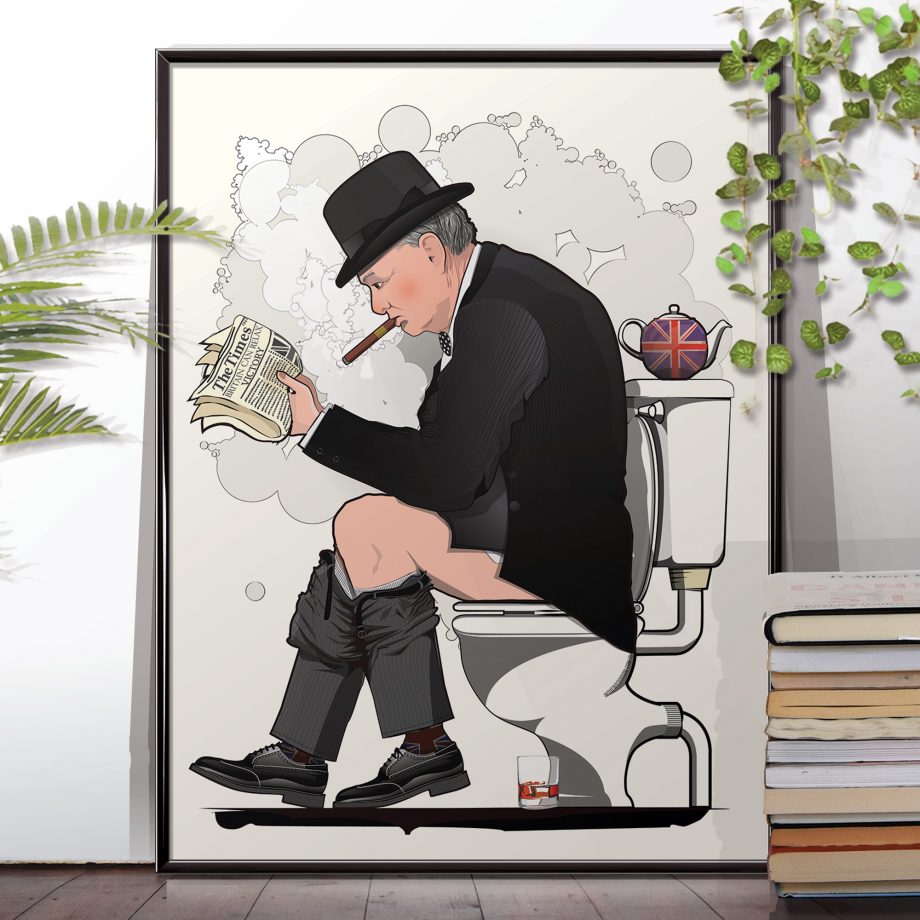 Churchill on the Toilet Print