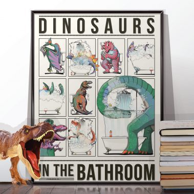 Dinosaurs in the Bathroom Art Print