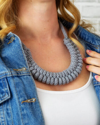 Smokey Grey statement necklace, Cotton rope necklace, sustainable gift for a girl