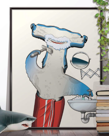 Hammerhead Shark Shaving Art Print