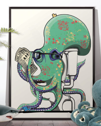 Octopus on the Toilet Art Print