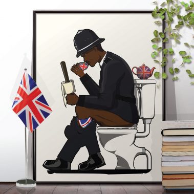 British Police Officer on the Toilet