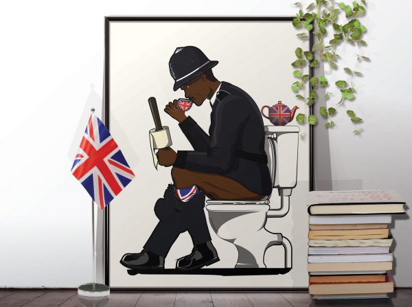 British Police Officer on the Toilet