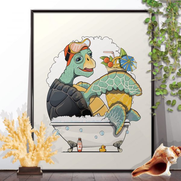 Turtle in the Bath print