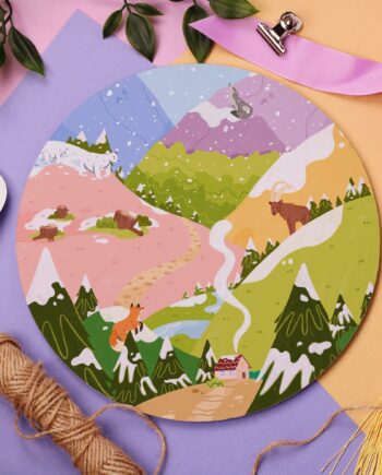 Winter Landscape Mouse Pad, Colourful Desk Art, Office Art, Cute Pastel Art, Fox, Hills