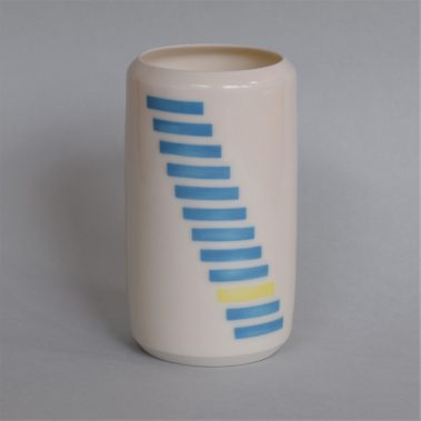 Small porcelain grid vase - geometric - yellow and blue