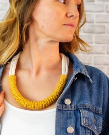 The Rita Necklace - Ecru and Mustard statement rope jewellery