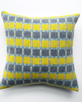 Pistachio and Grey Geometric Cushion 100% Lambswool