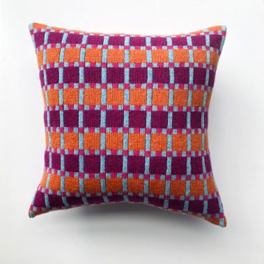 Shiraz Bright Cushion 100% Lambswool - orange and purple