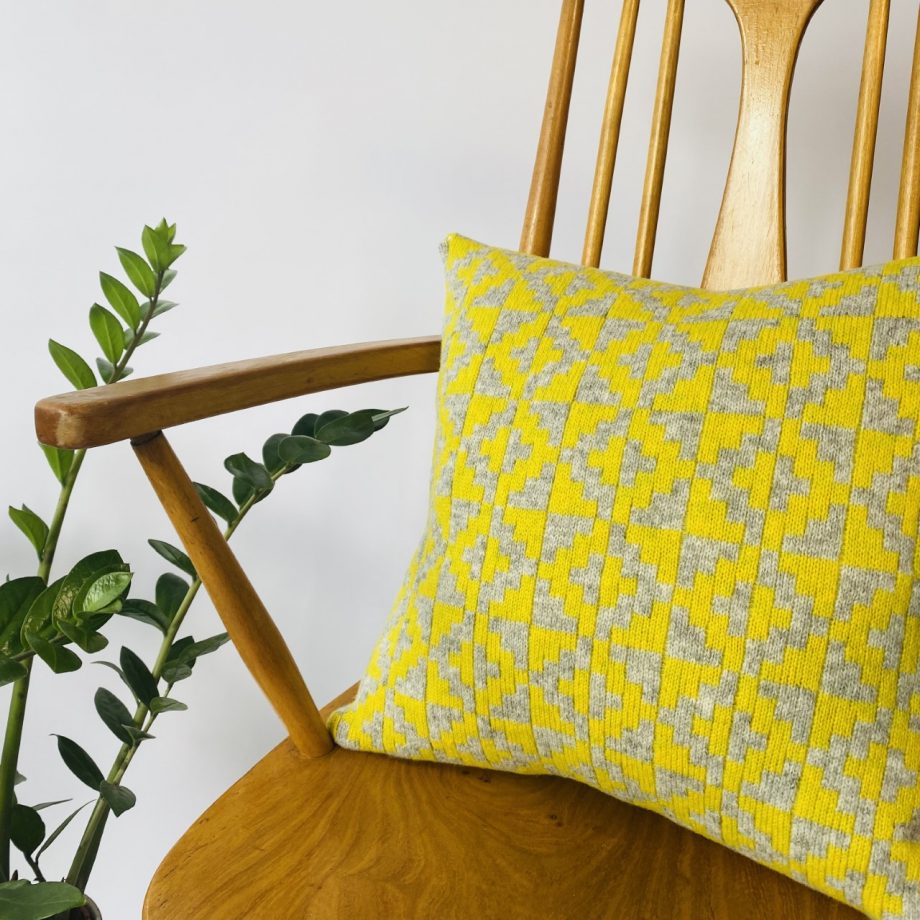 Pistachio Geometric Cushion 100% Lambswool