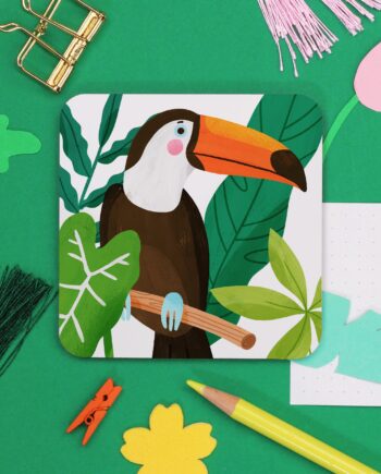 Toucan Coaster, Cute Parrot Illustration Homeware