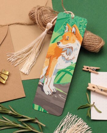 Dhole Aluminium Bookmark, Endangered Animals, Fox Illustration, Book Lover Gift, Emerald Green