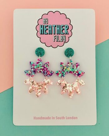 Turquoise, Lilac and Pink Glitter Earrings