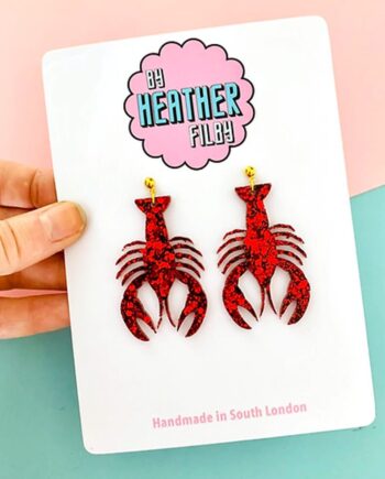 Lobster Red Glitter Earrings