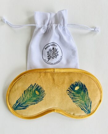 Yellow Velvet Peacock Feathers lavender infused eye mask