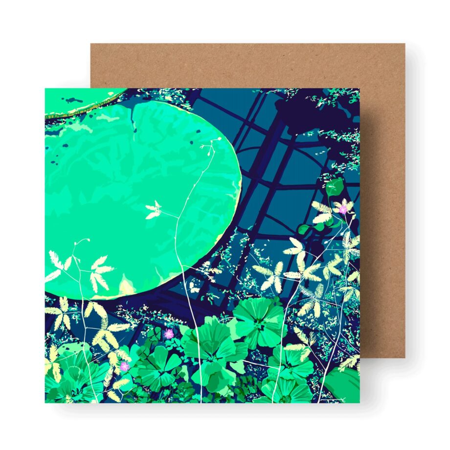 ‘Lily Pads On Blue’ Sustainable Greeting Card