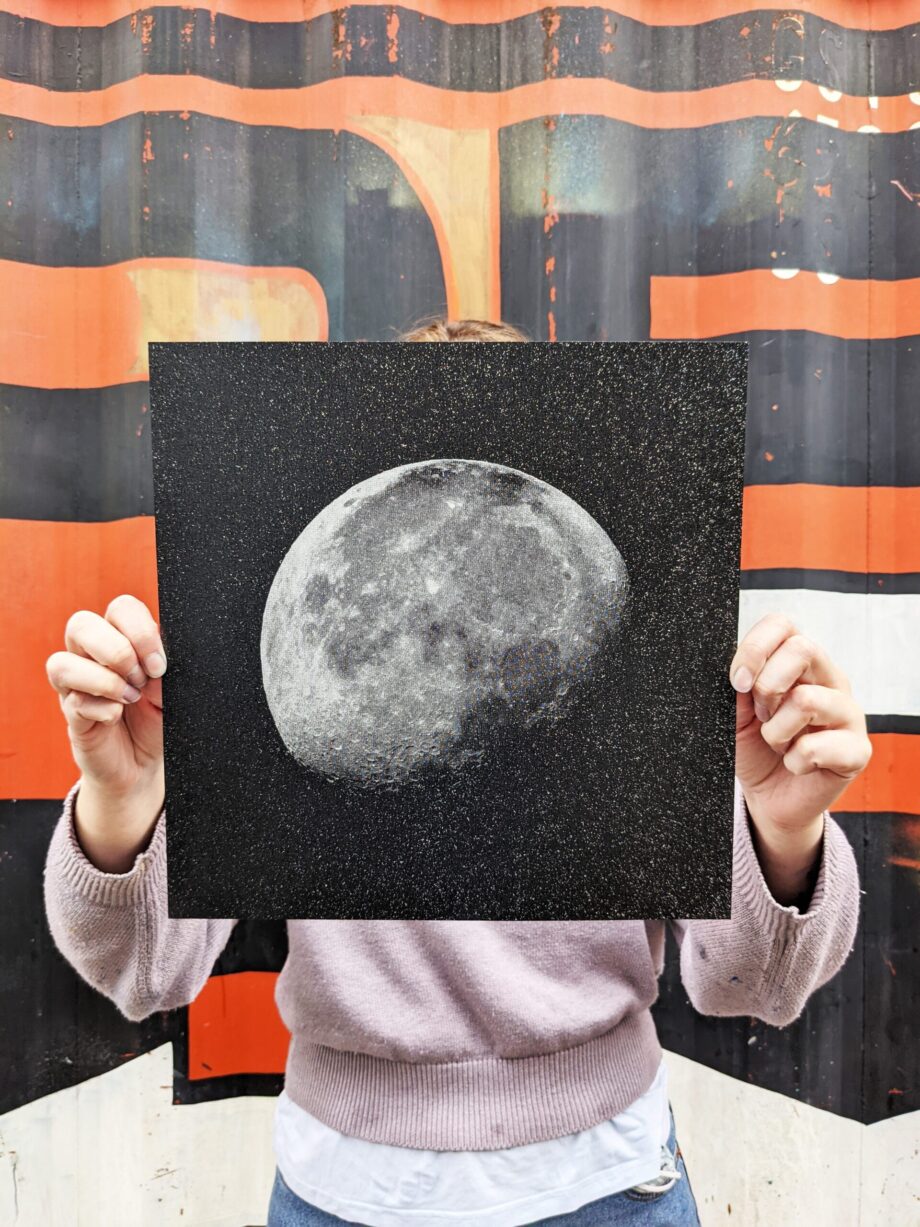 Moonshine (Black glitter paper) Screen print
