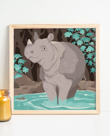 Rhino Art Print - Cute Animal Print